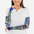 Personalized Carlton Football Blues Arm Sleeves Tropical Hibiscus Flowers - Pacific Fusion Style