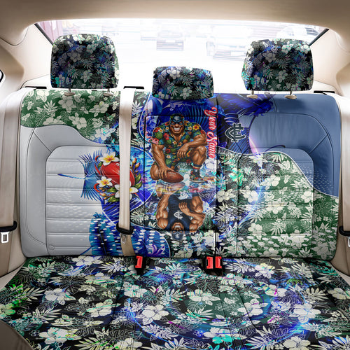 Personalized Carlton Football Blues Back Car Seat Cover Tropical Hibiscus Flowers - Pacific Fusion Style