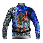 Personalized Carlton Football Blues Baseball Jacket Tropical Hibiscus Flowers - Pacific Fusion Style