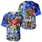 Personalized Carlton Football Blues Baseball Jersey Tropical Hibiscus Flowers - Pacific Fusion Style