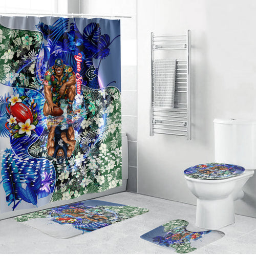 Personalized Carlton Football Blues Bathroom Set Tropical Hibiscus Flowers - Pacific Fusion Style