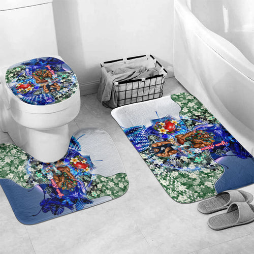 Personalized Carlton Football Blues Bathroom Set Tropical Hibiscus Flowers - Pacific Fusion Style