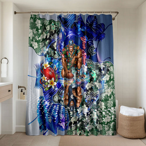 Personalized Carlton Football Blues Bathroom Set Tropical Hibiscus Flowers - Pacific Fusion Style