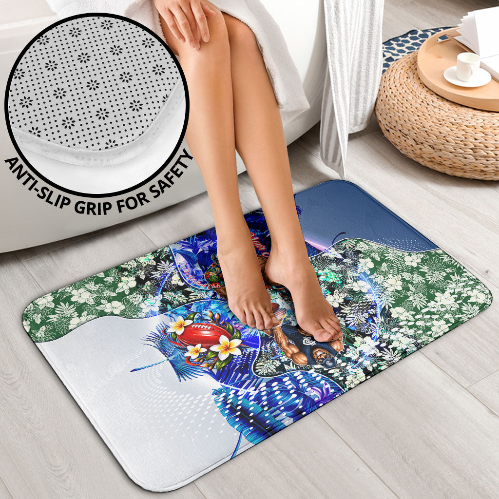 Personalized Carlton Football Blues Bathroom Set Tropical Hibiscus Flowers - Pacific Fusion Style