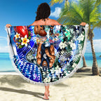 Personalized Carlton Football Blues Beach Blanket Tropical Hibiscus Flowers - Pacific Fusion Style
