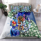 Personalized Carlton Football Blues Bedding Set Tropical Hibiscus Flowers - Pacific Fusion Style