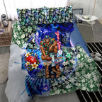 Personalized Carlton Football Blues Bedding Set Tropical Hibiscus Flowers - Pacific Fusion Style