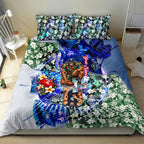 Personalized Carlton Football Blues Bedding Set Tropical Hibiscus Flowers - Pacific Fusion Style