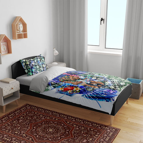Personalized Carlton Football Blues Bedding Set Tropical Hibiscus Flowers - Pacific Fusion Style