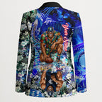 Personalized Carlton Football Blues Blazer Tropical Hibiscus Flowers - Pacific Fusion Style