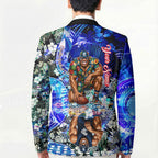 Personalized Carlton Football Blues Blazer Tropical Hibiscus Flowers - Pacific Fusion Style