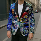 Personalized Carlton Football Blues Blazer Tropical Hibiscus Flowers - Pacific Fusion Style