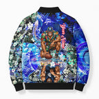 Personalized Carlton Football Blues Bomber Puffer Jacket Tropical Hibiscus Flowers - Pacific Fusion Style