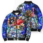 Personalized Carlton Football Blues Bomber Puffer Jacket Tropical Hibiscus Flowers - Pacific Fusion Style