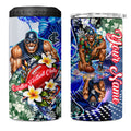 Personalized Carlton Football Blues 4 in 1 Can Cooler Tumbler Tropical Hibiscus Flowers - Pacific Fusion Style