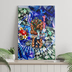 Personalized Carlton Football Blues Canvas Wall Art Tropical Hibiscus Flowers - Pacific Fusion Style