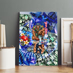 Personalized Carlton Football Blues Canvas Wall Art Tropical Hibiscus Flowers - Pacific Fusion Style