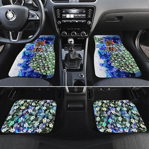 Personalized Carlton Football Blues Car Mats Tropical Hibiscus Flowers - Pacific Fusion Style