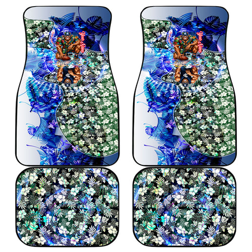 Personalized Carlton Football Blues Car Mats Tropical Hibiscus Flowers - Pacific Fusion Style