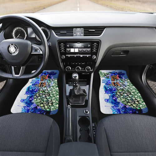 Personalized Carlton Football Blues Car Mats Tropical Hibiscus Flowers - Pacific Fusion Style