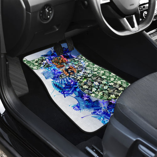 Personalized Carlton Football Blues Car Mats Tropical Hibiscus Flowers - Pacific Fusion Style