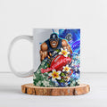 Personalized Carlton Football Blues Ceramic Mug Tropical Hibiscus Flowers - Pacific Fusion Style