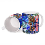 Personalized Carlton Football Blues Ceramic Mug Tropical Hibiscus Flowers - Pacific Fusion Style