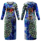 Personalized Carlton Football Blues Couples Matching Long Sleeve Bodycon Dress and Hawaiian Shirt Tropical Hibiscus Flowers - Pacific Fusion Style
