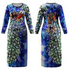 Personalized Carlton Football Blues Couples Matching Long Sleeve Bodycon Dress and Long Sleeve Button Shirt Tropical Hibiscus Flowers - Pacific Fusion Style