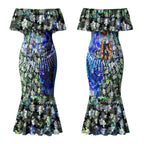 Personalized Carlton Football Blues Couples Matching Mermaid Dress and Hawaiian Shirt Tropical Hibiscus Flowers - Pacific Fusion Style