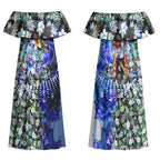 Personalized Carlton Football Blues Couples Matching Off Shoulder Maxi Dress and Hawaiian Shirt Tropical Hibiscus Flowers - Pacific Fusion Style