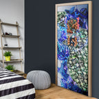 Personalized Carlton Football Blues Door Cover Tropical Hibiscus Flowers - Pacific Fusion Style