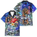 Personalized Carlton Football Blues Family Matching Short Sleeve Bodycon Dress and Hawaiian Shirt Tropical Hibiscus Flowers - Pacific Fusion Style