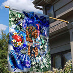 Personalized Carlton Football Blues Garden Flag Tropical Hibiscus Flowers - Pacific Fusion Style