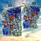 Personalized Carlton Football Blues Garden Flag Tropical Hibiscus Flowers - Pacific Fusion Style