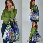 Personalized Carlton Football Blues Grocery Bag Tropical Hibiscus Flowers - Pacific Fusion Style