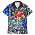 Personalized Carlton Football Blues Hawaiian Shirt Tropical Hibiscus Flowers - Pacific Fusion Style