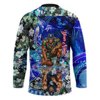 Personalized Carlton Football Blues Hockey Jersey Tropical Hibiscus Flowers - Pacific Fusion Style