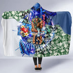 Personalized Carlton Football Blues Hooded Blanket Tropical Hibiscus Flowers - Pacific Fusion Style