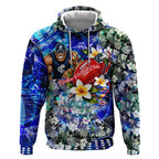 Personalized Carlton Football Blues Hoodie Tropical Hibiscus Flowers - Pacific Fusion Style