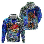 Personalized Carlton Football Blues Hoodie Tropical Hibiscus Flowers - Pacific Fusion Style