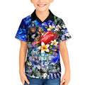 Personalized Carlton Football Blues Kid Hawaiian Shirt Tropical Hibiscus Flowers - Pacific Fusion Style