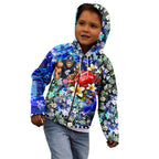 Personalized Carlton Football Blues Kid Hoodie Tropical Hibiscus Flowers - Pacific Fusion Style