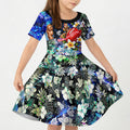 Personalized Carlton Football Blues Kid Short Sleeve Dress Tropical Hibiscus Flowers - Pacific Fusion Style