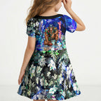 Personalized Carlton Football Blues Kid Short Sleeve Dress Tropical Hibiscus Flowers - Pacific Fusion Style