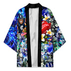 Personalized Carlton Football Blues Kimono Tropical Hibiscus Flowers - Pacific Fusion Style