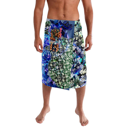 Personalized Carlton Football Blues Lavalava Tropical Hibiscus Flowers - Pacific Fusion Style