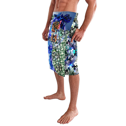 Personalized Carlton Football Blues Lavalava Tropical Hibiscus Flowers - Pacific Fusion Style
