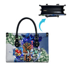 Personalized Carlton Football Blues Leather Bag Tropical Hibiscus Flowers - Pacific Fusion Style