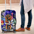 Personalized Carlton Football Blues Luggage Cover Tropical Hibiscus Flowers - Pacific Fusion Style
